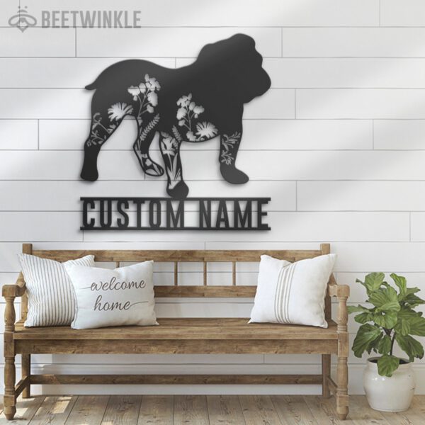 Custom-FLoral-English-Bulldog-Metal-Wall-Art-LED-Light_1