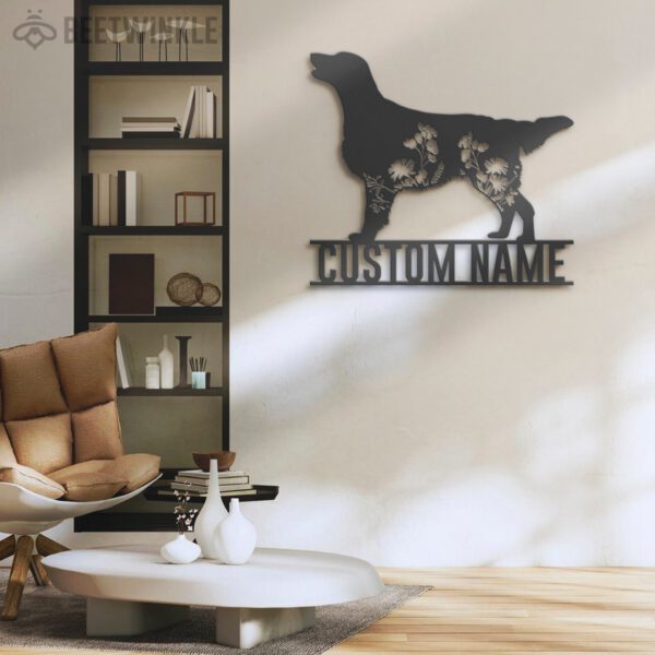 Custom-FLoral-Flat-coated-Retriever-Metal-Wall-Art-LED-Light_4