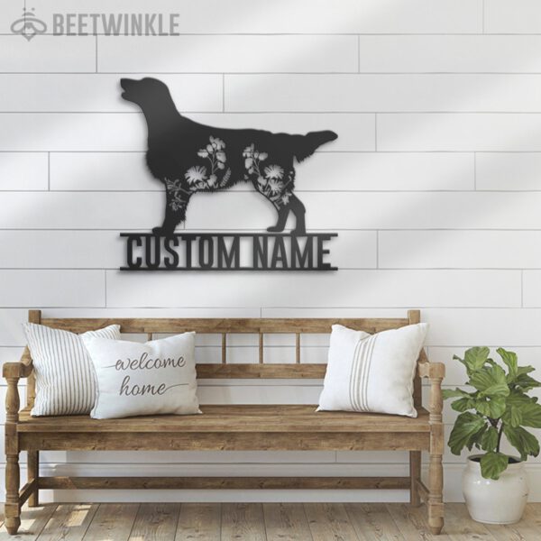 Custom-FLoral-Flat-coated-Retriever-Metal-Wall-Art-LED-Light_7