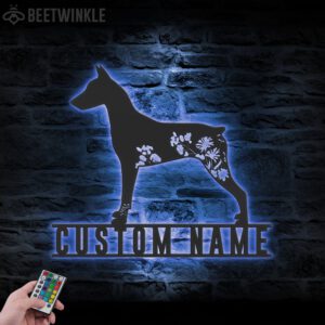 Custom-FLoral-German-Pinscher-Metal-Wall-Art-LED-Light_2