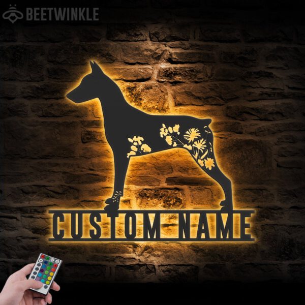 Custom-FLoral-German-Pinscher-Metal-Wall-Art-LED-Light_3