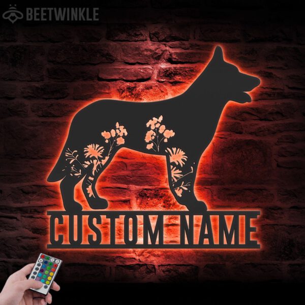 Custom-FLoral-German-Shepherd-Metal-Wall-Art-LED-Light_2