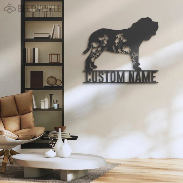 Custom-FLoral-Neapolitan-Mastiff-Metal-Wall-Art-LED-Light_1