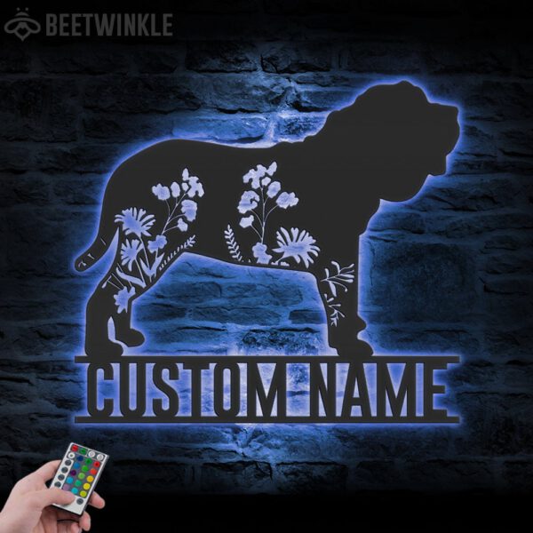 Custom-FLoral-Neapolitan-Mastiff-Metal-Wall-Art-LED-Light_4