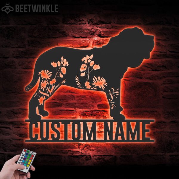 Custom-FLoral-Neapolitan-Mastiff-Metal-Wall-Art-LED-Light_6