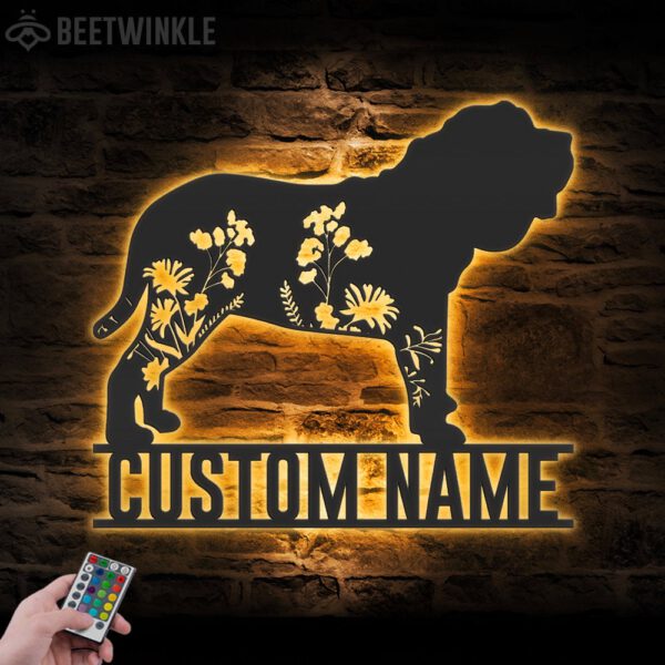 Custom-FLoral-Neapolitan-Mastiff-Metal-Wall-Art-LED-Light_8