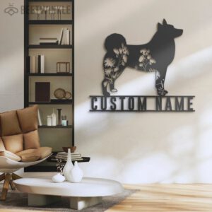 Custom-FLoral-Norwegian-Buhund-Metal-Wall-Art-LED-Light_2