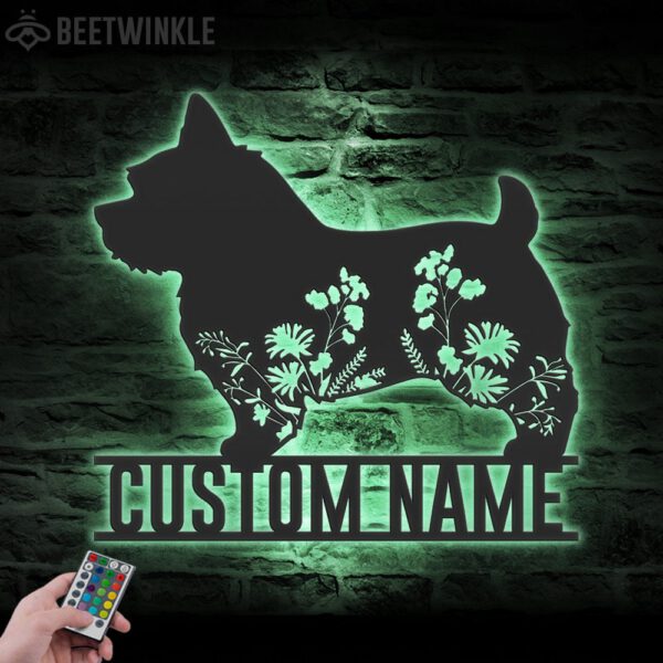 Custom-FLoral-Norwich-Terrier-Metal-Wall-Art-LED-Light_1