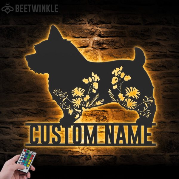 Custom-FLoral-Norwich-Terrier-Metal-Wall-Art-LED-Light_8