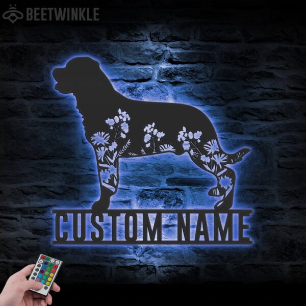 Custom-FLoral-Rottweiler-Metal-Wall-Art-LED-Light_2