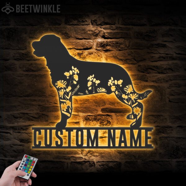 Custom-FLoral-Rottweiler-Metal-Wall-Art-LED-Light_3