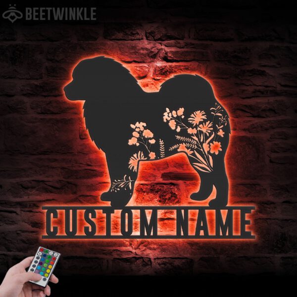 Custom-FLoral-Tibetan-Mastiff-Metal-Wall-Art-LED-Light_1