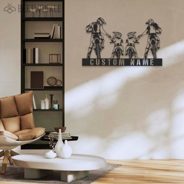 Custom-Family-Motocross-Biker-Metal-Wall-Art-LED-Light-1