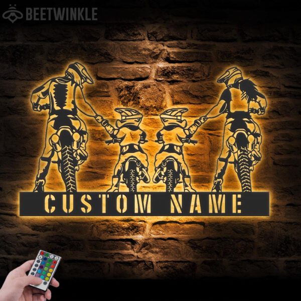 Custom-Family-Motocross-Biker-Metal-Wall-Art-LED-Light-7-1