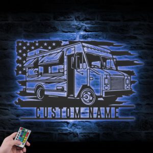 Custom-Fast-Food-Truck-US-Flag-Metal-Wall-Art-LED-Light_1