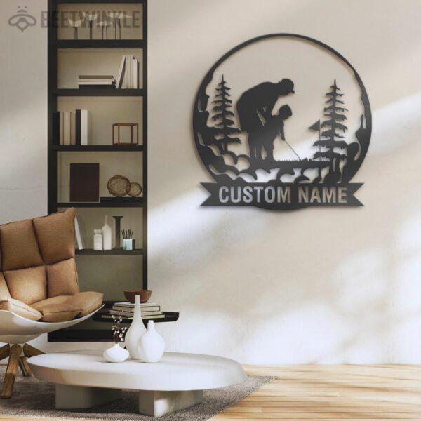 Custom-Father-Son-Golfing-Metal-Wall-Art-LED-Light