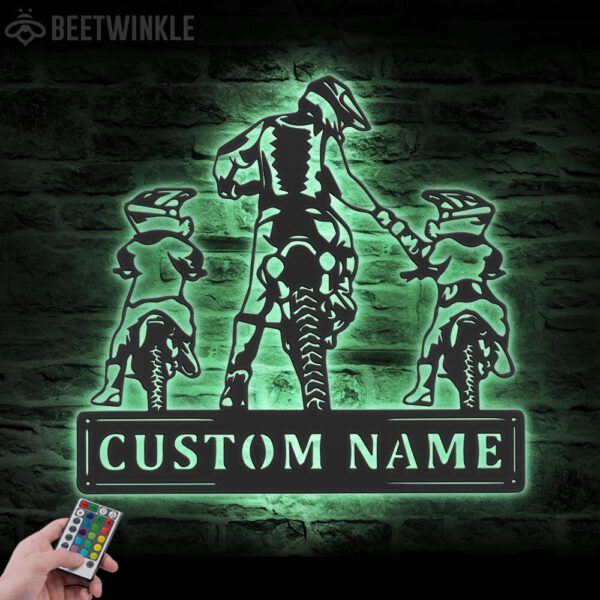 Custom-Father-Son-Motocross-Biker-Metal-Wall-Art-LED-Light-8-2