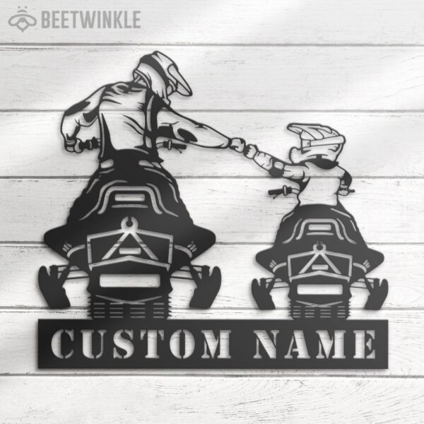 Custom-Father-Son-Snowmobile-Metal-Wall-Art-LED-Light-7