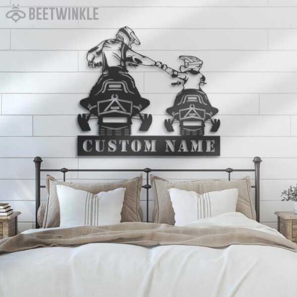 Custom-Father-Son-Snowmobile-Metal-Wall-Art-LED-Light-8