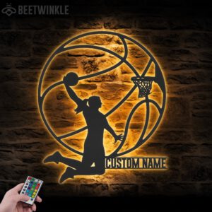 Custom-Female-Basketball-Metal-Wall-Art-LED-Light-3