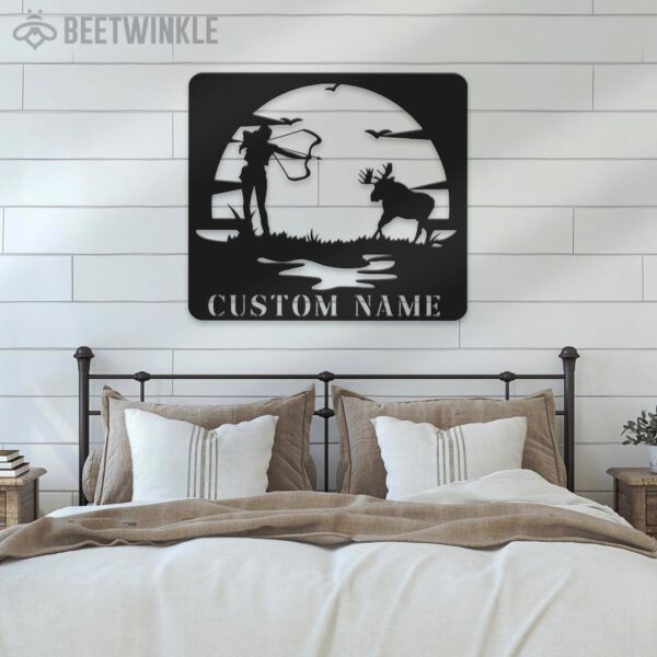 Custom-Female-Deer-Hunting-Sunset-Metal-Wall-Art-LED-Light-4