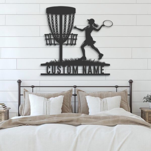 Custom-Female-Disc-Golf-Player-Metal-Wall-Art-LED-Light-2