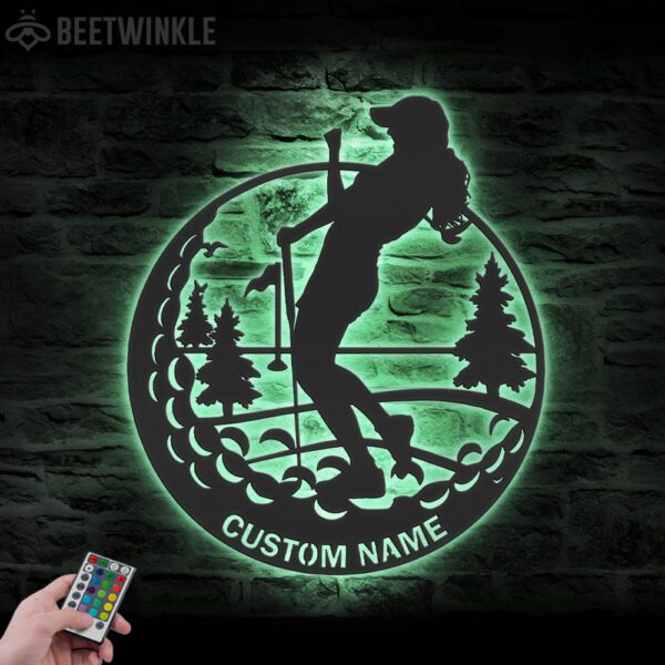 Custom-Female-Golfing-Metal-Wall-Art-LED-Light-5-1