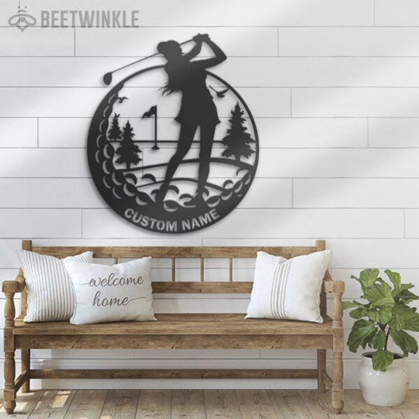 Custom-Female-Golfing-Metal-Wall-Art-LED-Light-5