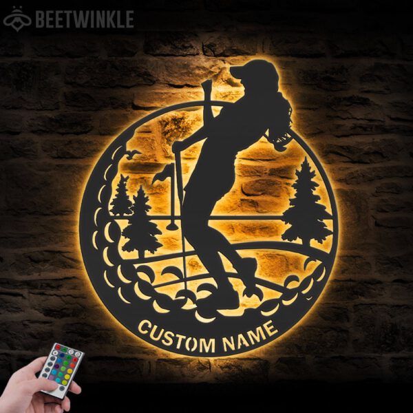 Custom-Female-Golfing-Metal-Wall-Art-LED-Light-6-1