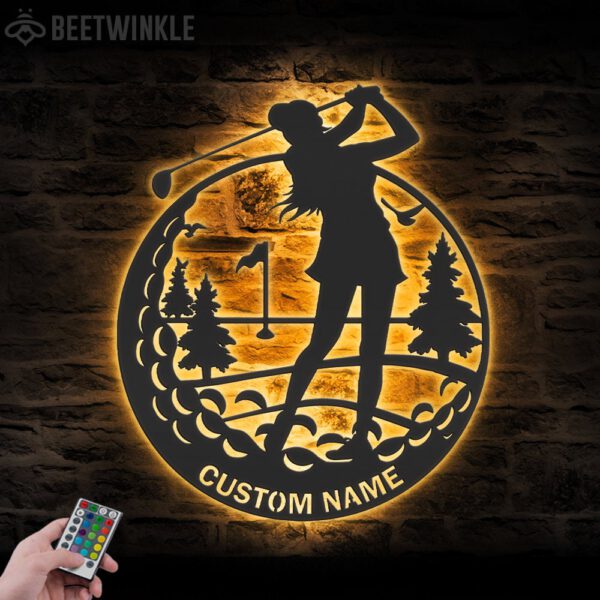 Custom-Female-Golfing-Metal-Wall-Art-LED-Light-6