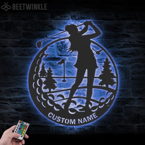 Custom-Female-Golfing-Metal-Wall-Art-LED-Light-7