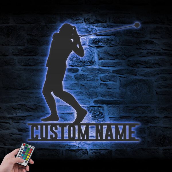 Custom-Female-Hammer-Thrower-Metal-Wall-Art-LED-Light-3