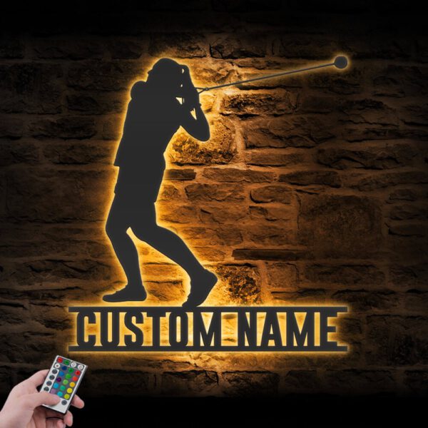 Custom-Female-Hammer-Thrower-Metal-Wall-Art-LED-Light