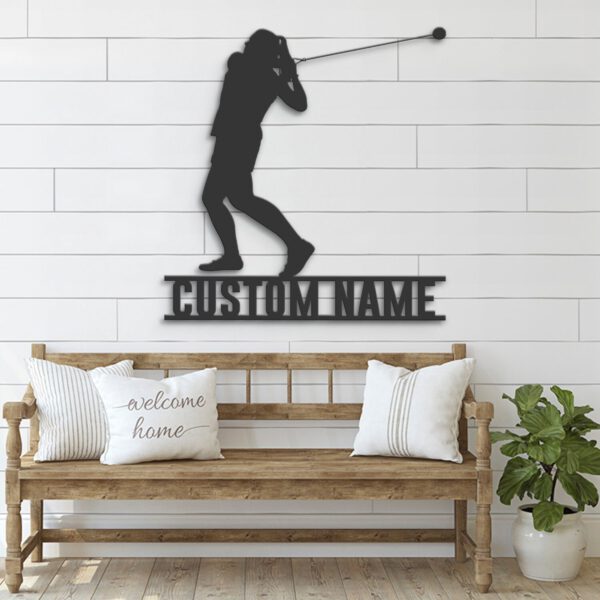 Custom-Female-Hammer-Thrower-Metal-Wall-Art-LED-Light-7