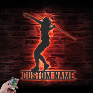 Custom-Female-Javelin-thrower-Metal-Wall-Art-LED-Light-2