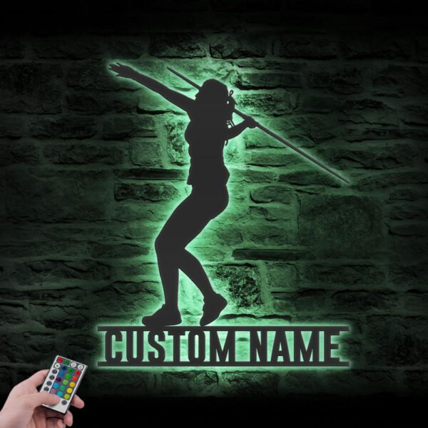 Custom-Female-Javelin-thrower-Metal-Wall-Art-LED-Light-4