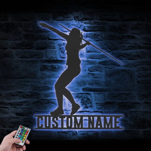 Custom-Female-Javelin-thrower-Metal-Wall-Art-LED-Light-5