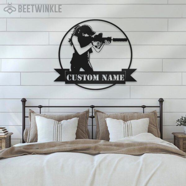 Custom-Female-Shooter-Metal-Wall-Art-LED-Light-3