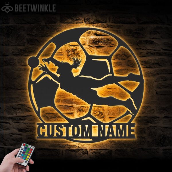 Custom-Female-Soccer-Player-Metal-Wall-Art-LED-Light