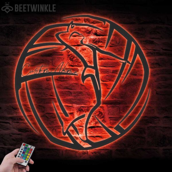 Custom-Female-Volleyball-Metal-Wall-Art-LED-Light-3-1