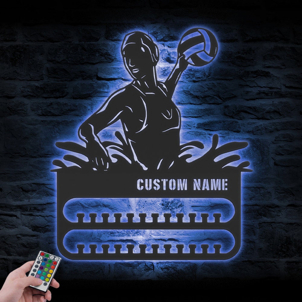 Custom-Female-Water-Polo-Player-Medal-Hanger-With-Led-Light_3