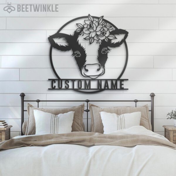 Custom-Floral-Baby-Dairy-Cow-Farmhouse-Metal-Wall-Art-LED-Light-2