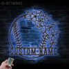 Custom-Floral-Ball-Baseball-Mom-Metal-Wall-Art-LED-Light