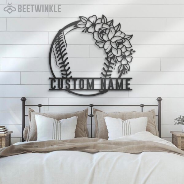 Custom-Floral-Ball-Baseball-Mom-Metal-Wall-Art-LED-Light-7