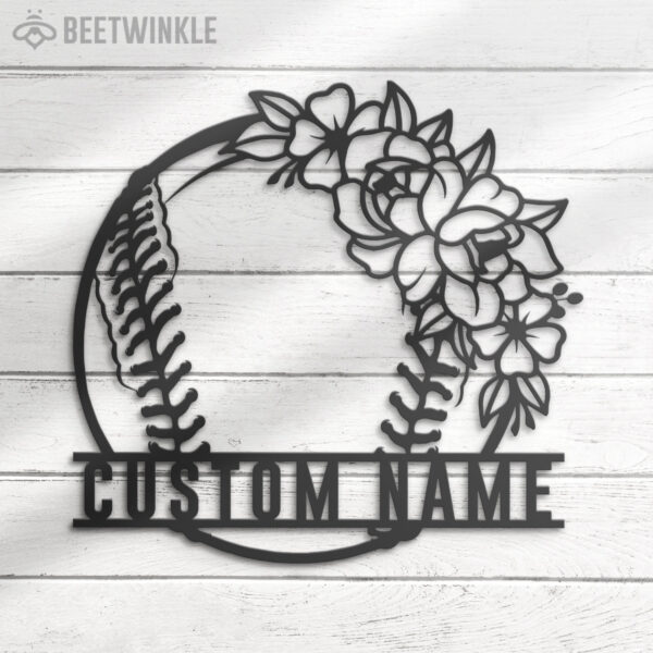 Custom-Floral-Ball-Baseball-Mom-Metal-Wall-Art-LED-Light-8