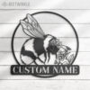 Custom-Floral-Bee-Metal-Wall-Art-LED-Light-2