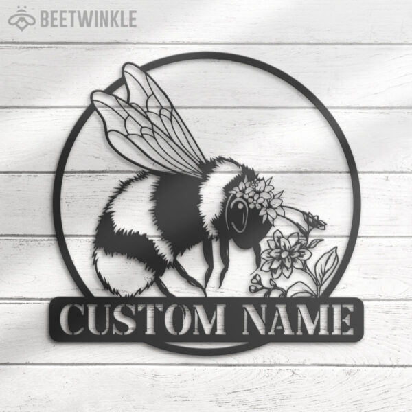 Custom-Floral-Bee-Metal-Wall-Art-LED-Light-2