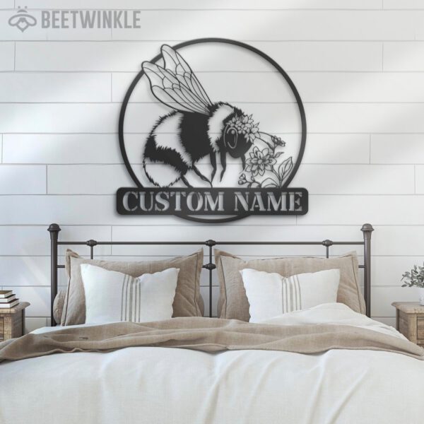 Custom-Floral-Bee-Metal-Wall-Art-LED-Light-3