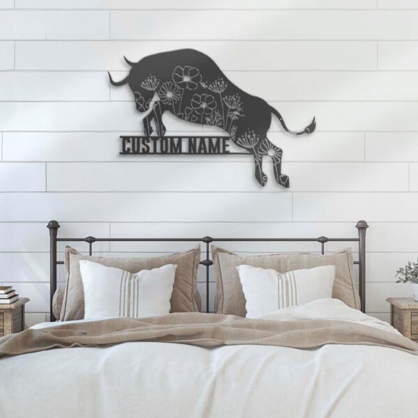 Custom-Floral-Bull-Farmhouse-Metal-Wall-Art-LED-Light-6