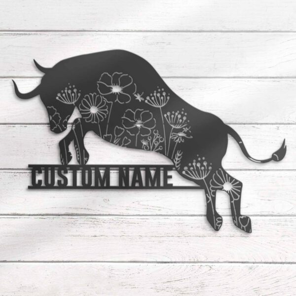 Custom-Floral-Bull-Farmhouse-Metal-Wall-Art-LED-Light-8